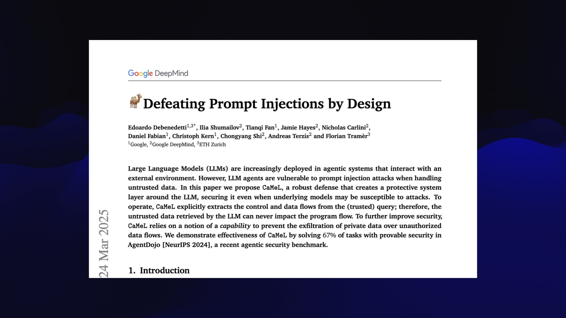 Google DeepMind paper: Defeating Prompt Injections by Design